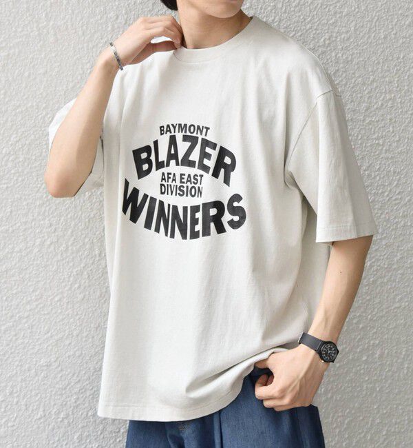 SHIPS any「【SHIPS any別注】ONEITA:〈洗濯機可能〉ピグメント ダイ リラックス ロゴ プリント Tシャツ◇」|Tシャツ・カットソー|