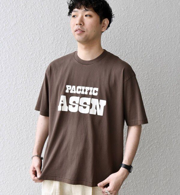 SHIPS any「【SHIPS any別注】ONEITA:〈洗濯機可能〉ピグメント ダイ リラックス ロゴ プリント Tシャツ◇」|Tシャツ・カットソー|