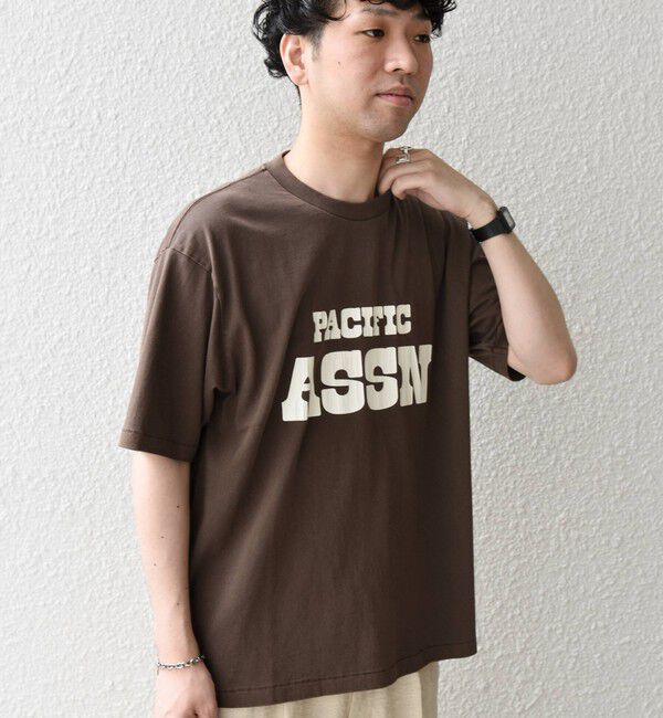 SHIPS any「【SHIPS any別注】ONEITA:〈洗濯機可能〉ピグメント ダイ リラックス ロゴ プリント Tシャツ◇」|Tシャツ・カットソー|