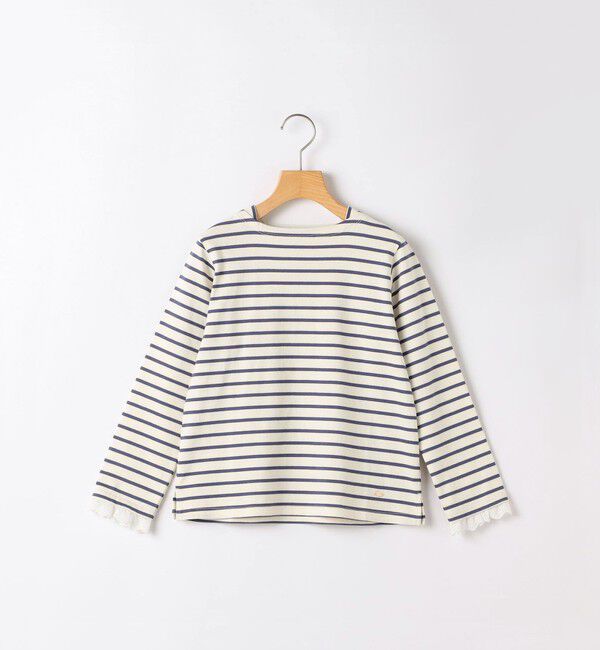 SHIPS KIDS「SHIPS KIDS:80～90cm/コットンレース ボーダー ロングスリーブ Tシャツ」|Tシャツ・カットソー|ホワイト系