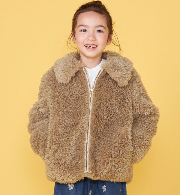 SHIPS KIDS「【一部WEB限定】 100～130cm/〈手洗い可能〉 フェイクファー ブルゾン」|その他|ブラウン系