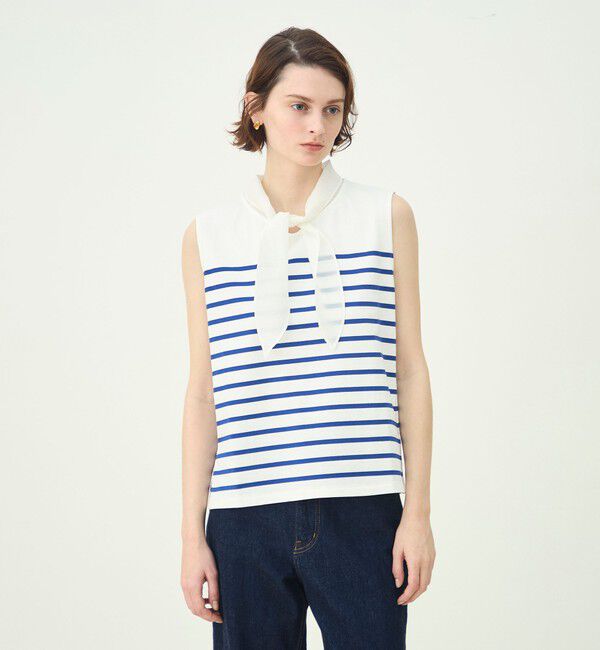 MACPHEE「パネルボーダー ノースリーブプルオーバー」|Tシャツ・カットソー|