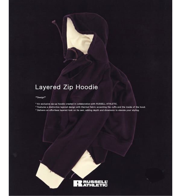 JOINT WORKS「RUSSELL ATHLETIC / ラッセル アスレティック 別注 Layered Zip Hoodie」|パーカー|