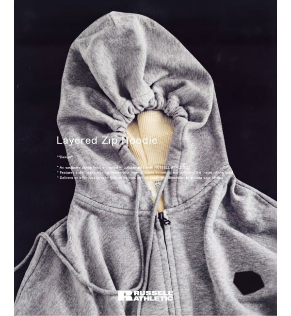 JOINT WORKS「RUSSELL ATHLETIC / ラッセル アスレティック 別注 Layered Zip Hoodie」|パーカー|