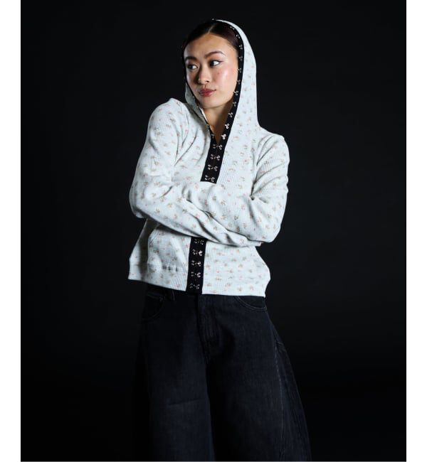 JOINT WORKS「フックディテール ワッフルジップフーディー / J Floral Hook Waffle Hood」|パーカー|ホワイト
