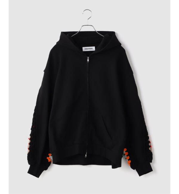 JOINT WORKS「DISCOVERED / ディスカバード CROCHET SLEEVE SWEAT PARKA」|パーカー|ブラック