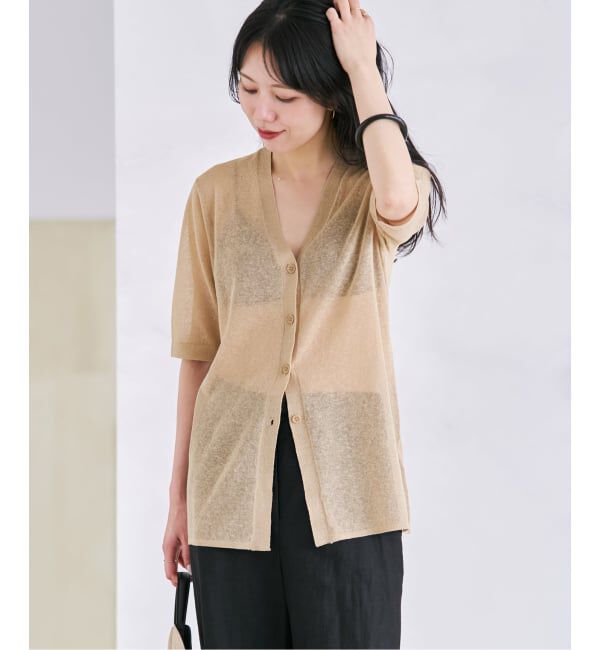 Plage「Sheer H/S カーディガン」|カーディガン|ベージュ