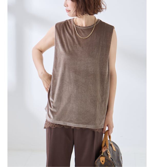 journal standard L'essage「《追加/接触冷感》クールタッチベロアタックノースリーブ」|Tシャツ・カットソー|