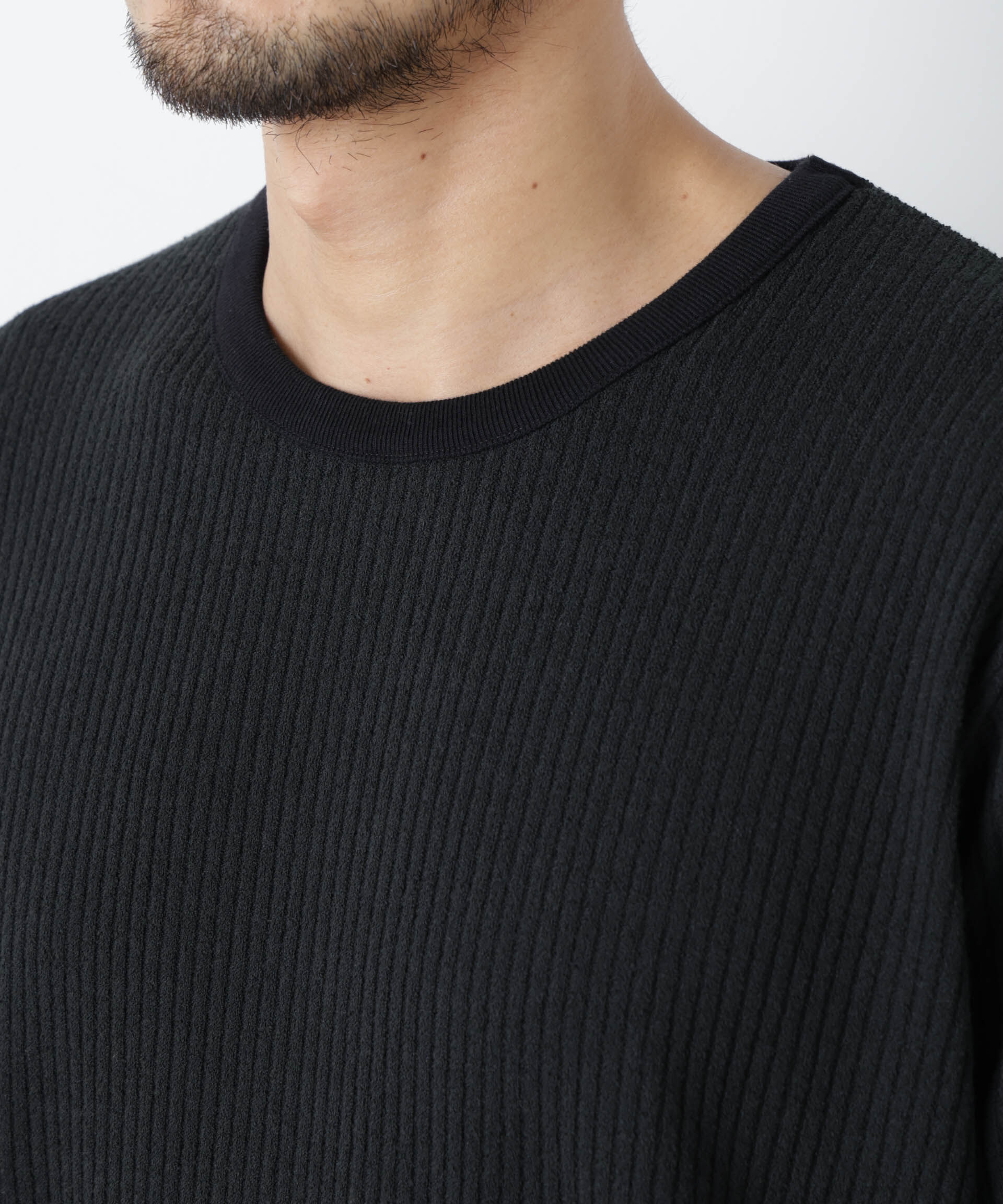 NANO universe「強撚ループヤーン針抜きリンガーTEE」|Tシャツ・カットソー|