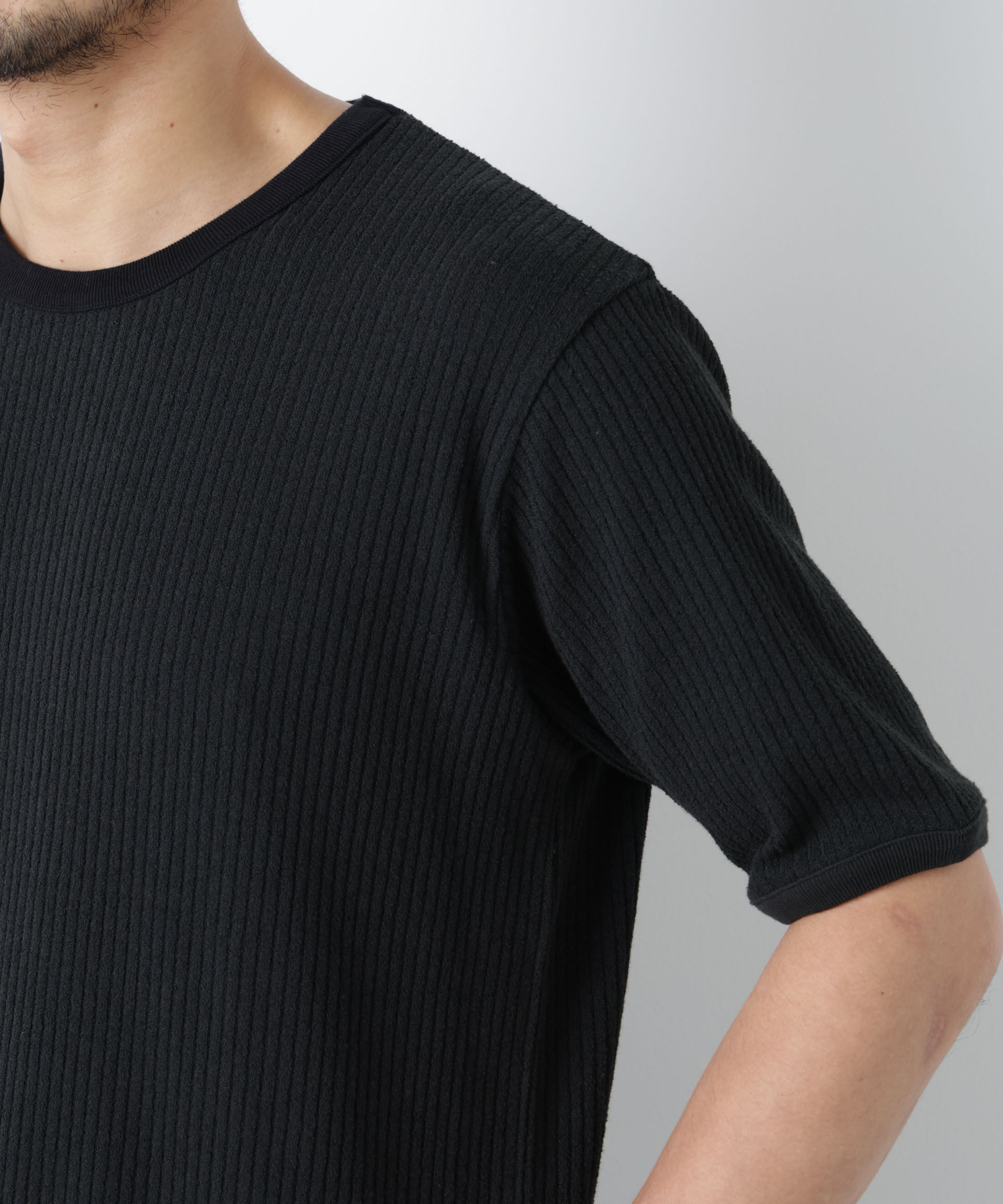 NANO universe「強撚ループヤーン針抜きリンガーTEE」|Tシャツ・カットソー|