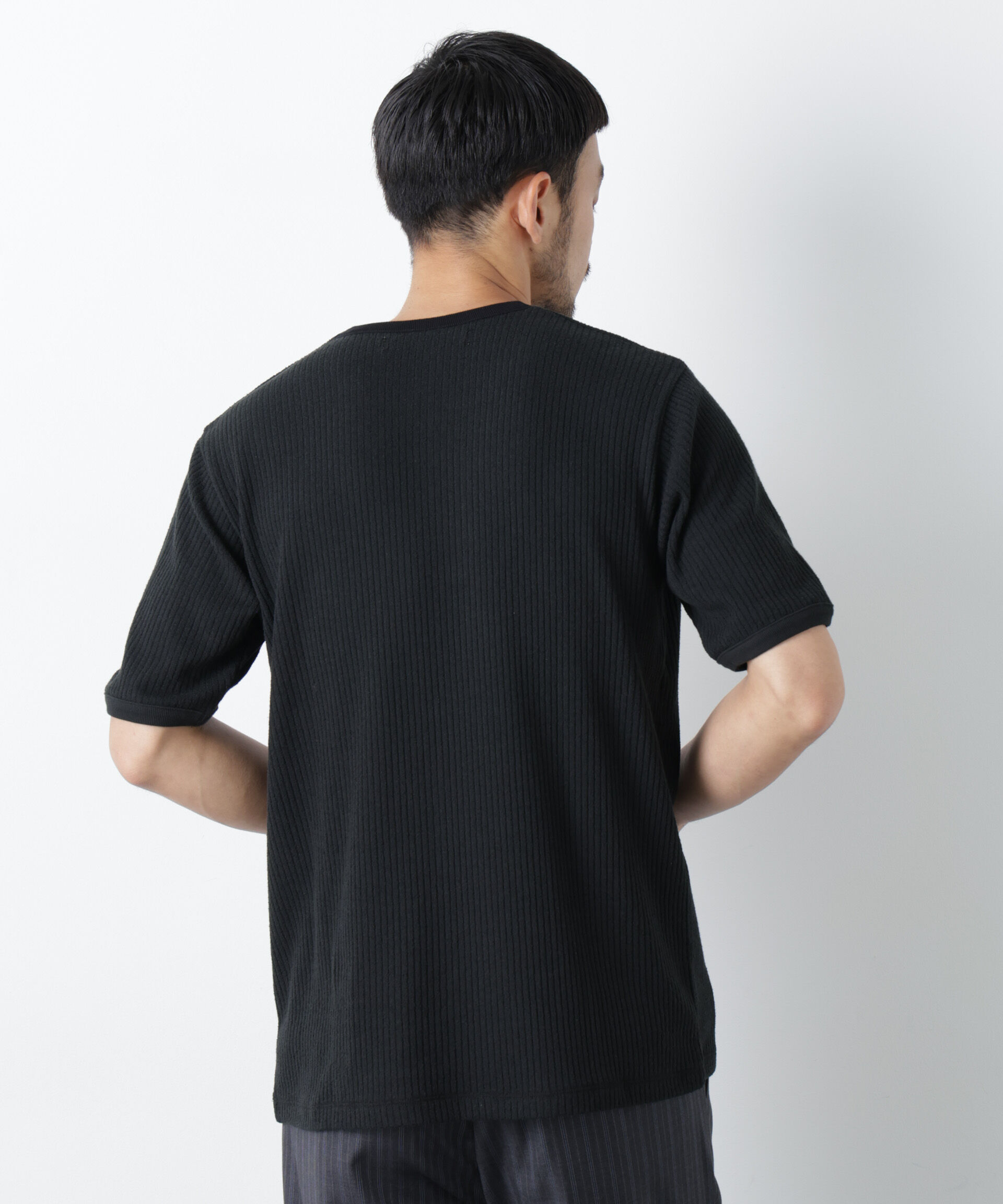 NANO universe「強撚ループヤーン針抜きリンガーTEE」|Tシャツ・カットソー|