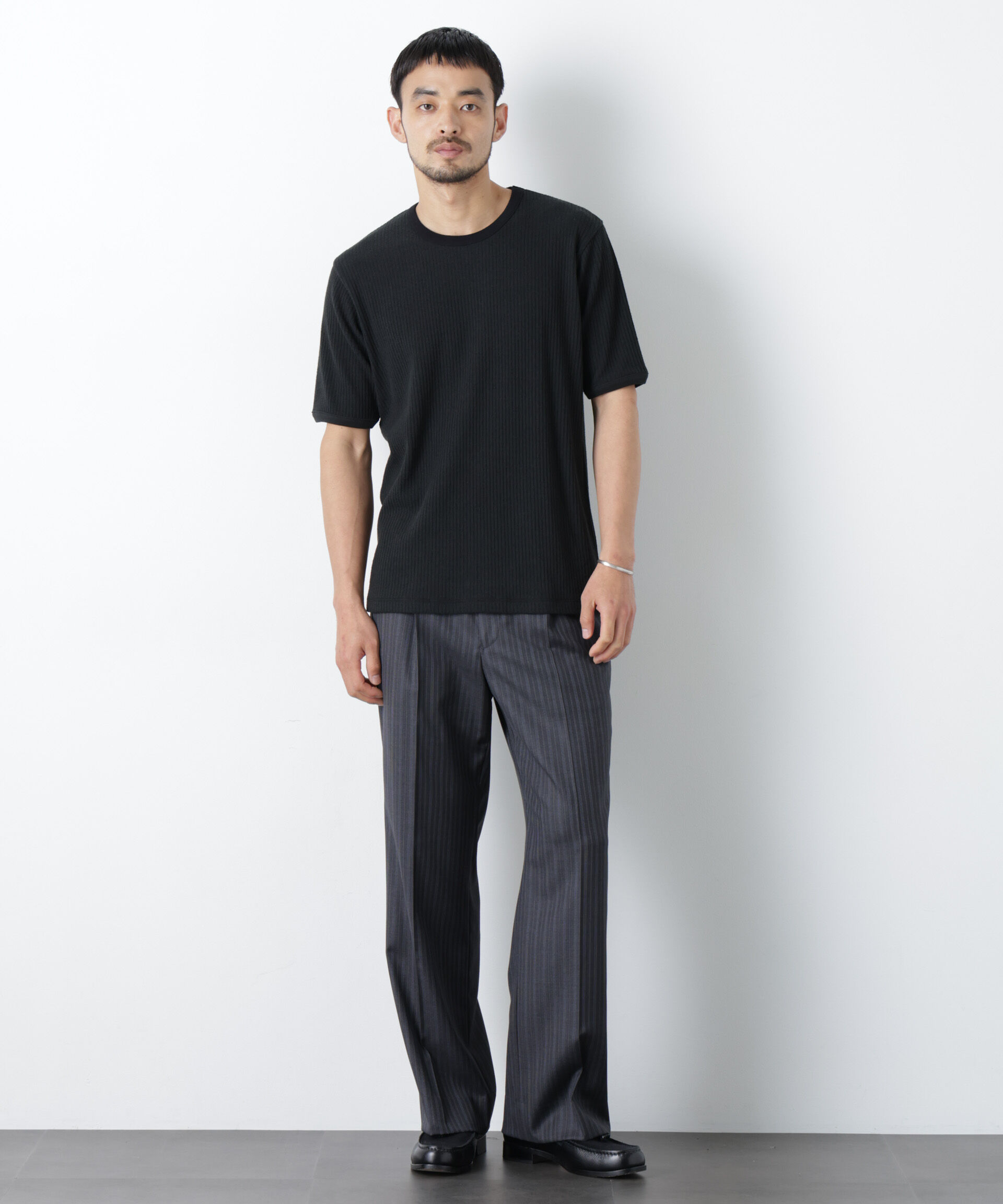 NANO universe「強撚ループヤーン針抜きリンガーTEE」|Tシャツ・カットソー|