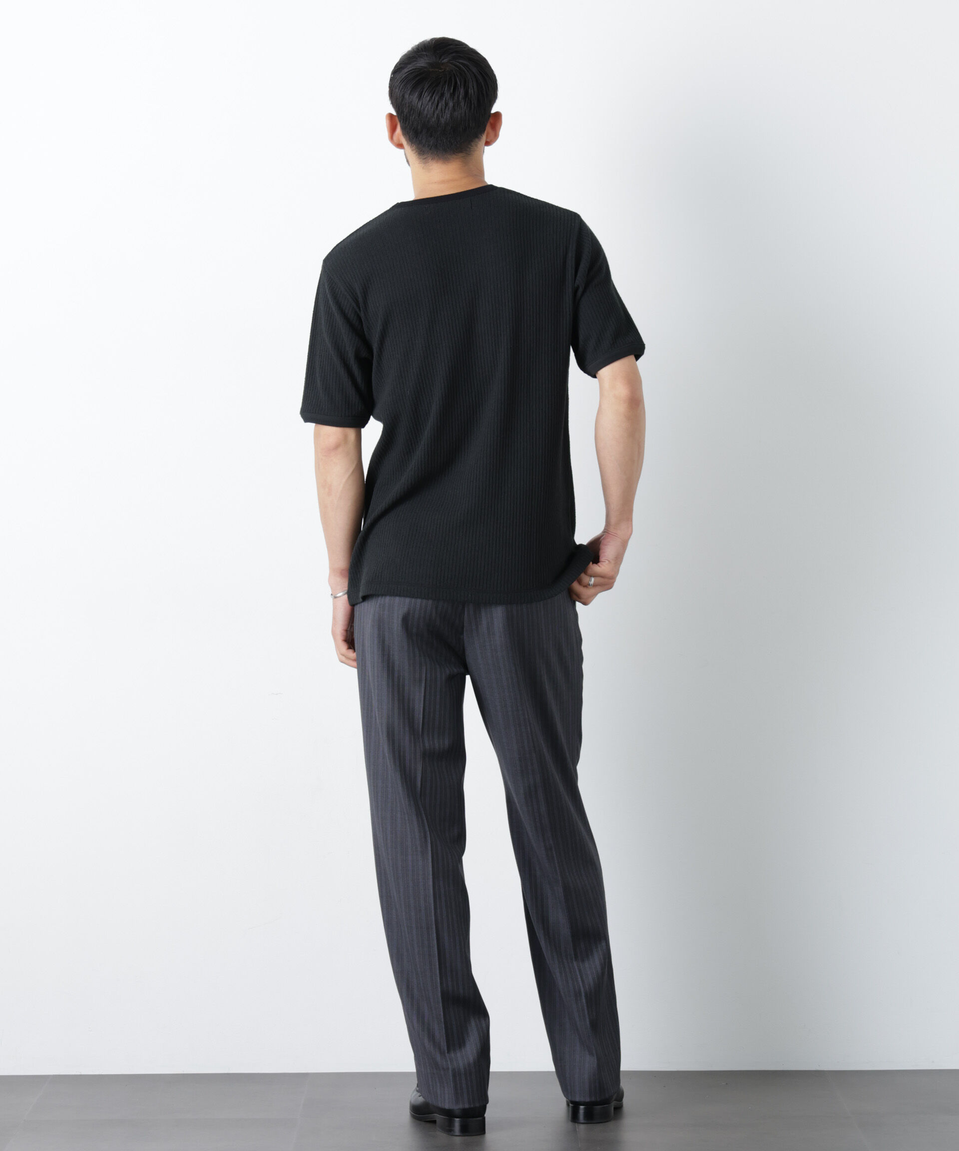 NANO universe「強撚ループヤーン針抜きリンガーTEE」|Tシャツ・カットソー|