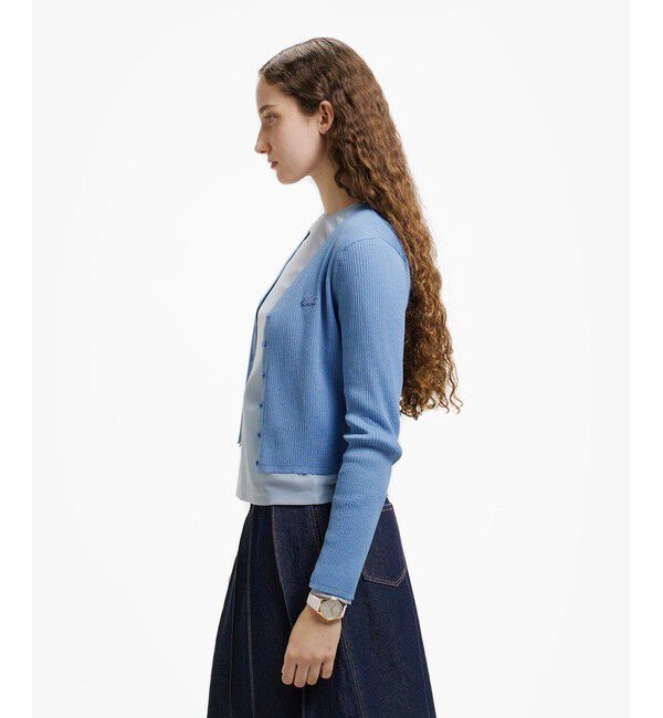 LACOSTE「UVカット クールマックスリブニットカーディガン」|カーディガン|