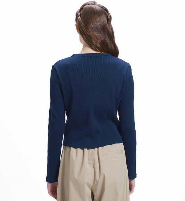 LACOSTE「ショート丈 リブジャージカーディガン」|カーディガン|