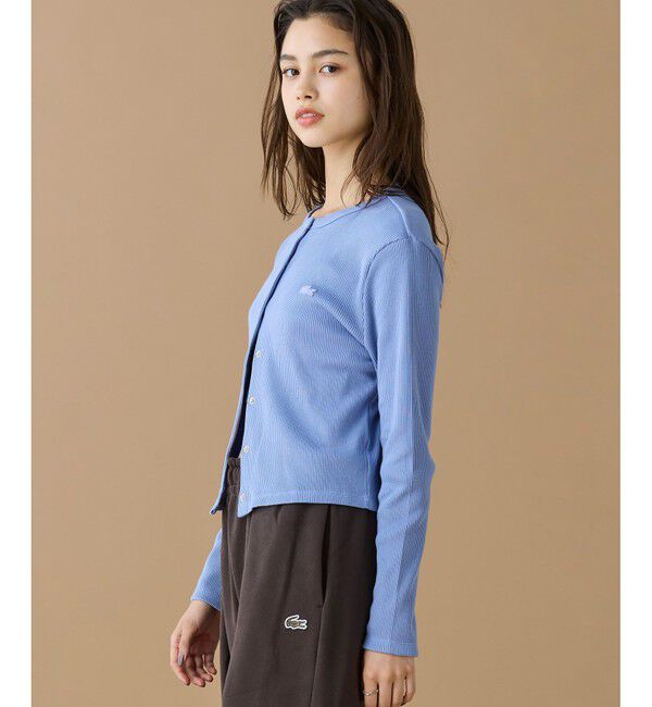 LACOSTE「ショート丈 リブジャージカーディガン」|カーディガン|