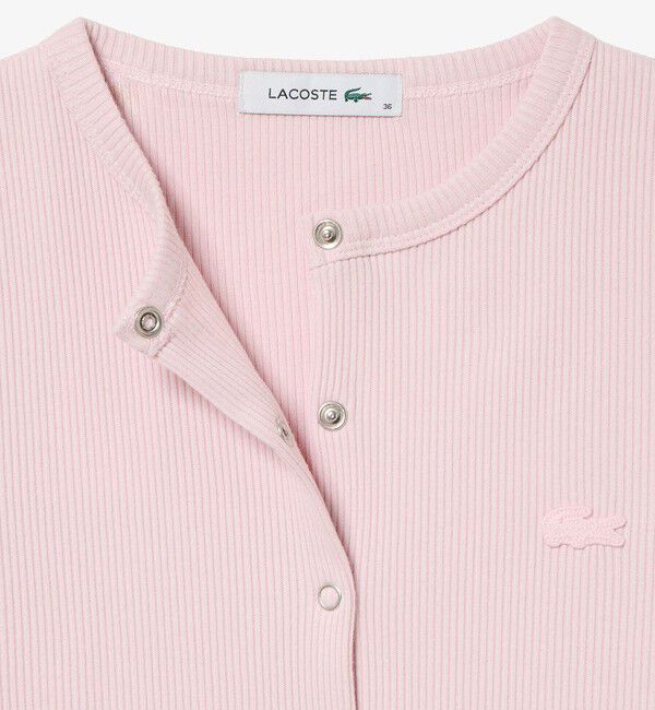 LACOSTE「ショート丈 リブジャージカーディガン」|カーディガン|
