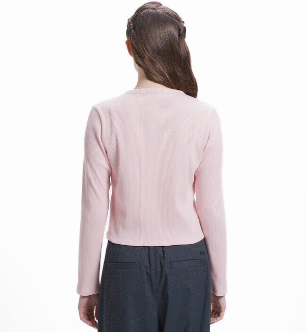 LACOSTE「ショート丈 リブジャージカーディガン」|カーディガン|