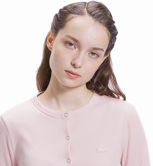 LACOSTE「ショート丈 リブジャージカーディガン」|カーディガン|
