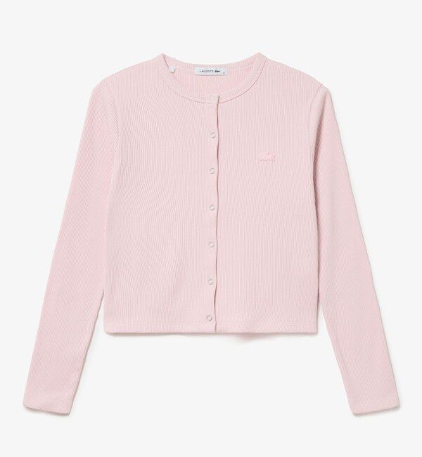 LACOSTE「ショート丈 リブジャージカーディガン」|カーディガン|