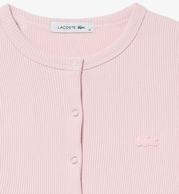 LACOSTE「ショート丈 リブジャージカーディガン」|カーディガン|