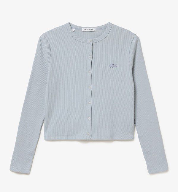 LACOSTE「ショート丈 リブジャージカーディガン」|カーディガン|