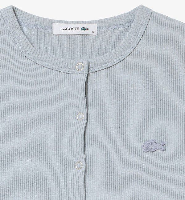 LACOSTE「ショート丈 リブジャージカーディガン」|カーディガン|