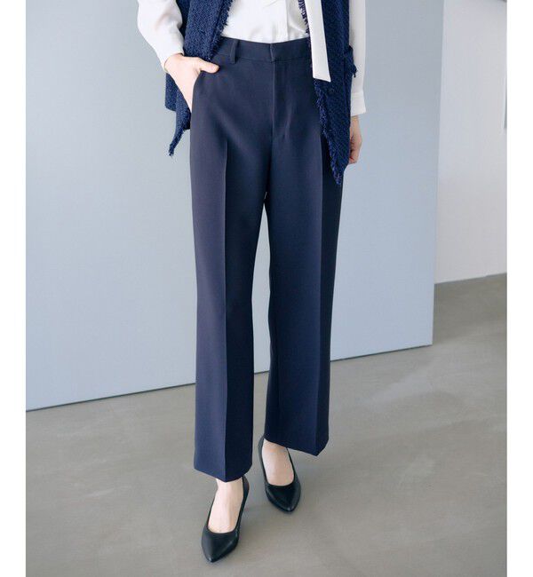 ROPE「トリアセダブルクロス ストレートワイドパンツ/セットアップ対応・イージーケア・26SS」|チノ|ネイビー(40)