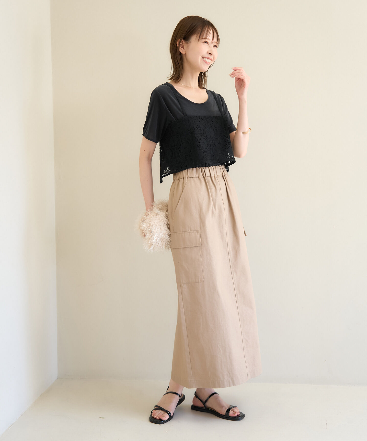 Rope&rsquo;Picnic「シアーベロアハーフスリーブカットトップス」|Tシャツ・カットソー|