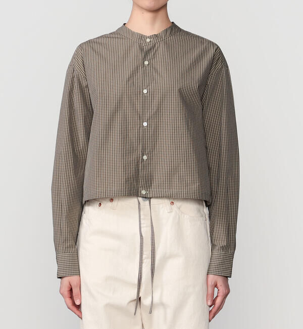  「nicholson & nicholson | バンドカラー ショート ブラウス CHECK WOMEN」|シャツ・ブラウス|