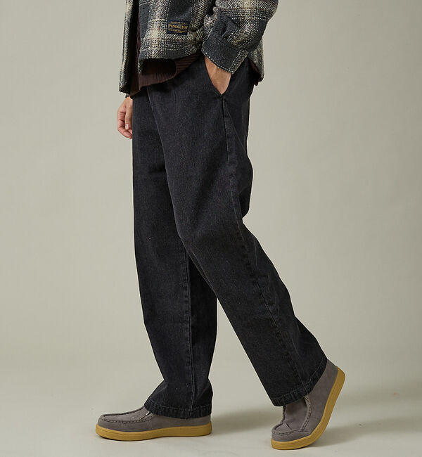 ABAHOUSE「【DICKIES / ディッキーズ】TCツイル/デニム ワイドストレートパンツ（」|その他|ブラック系その他1