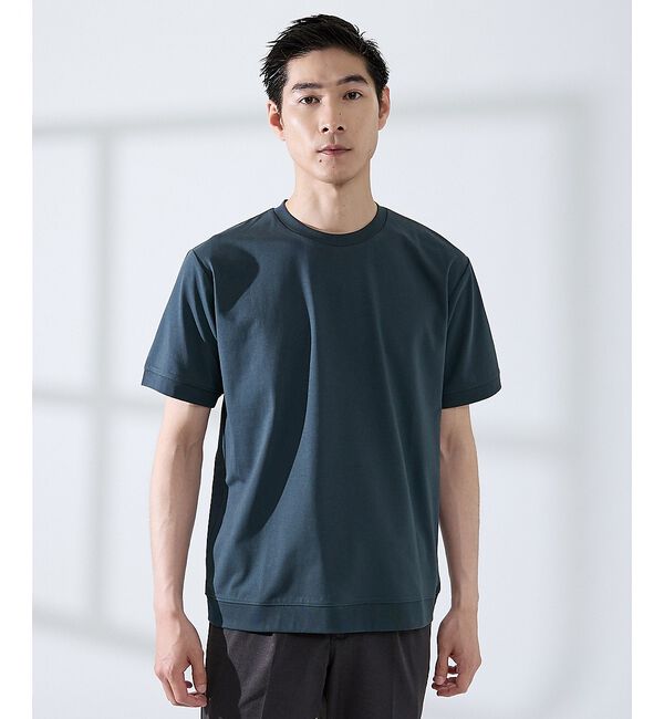 ABAHOUSE「【SMART CLOSET】シルケット天竺 ワイドリブ Tシャツ / 接触冷感」|Tシャツ・カットソー|グリーン