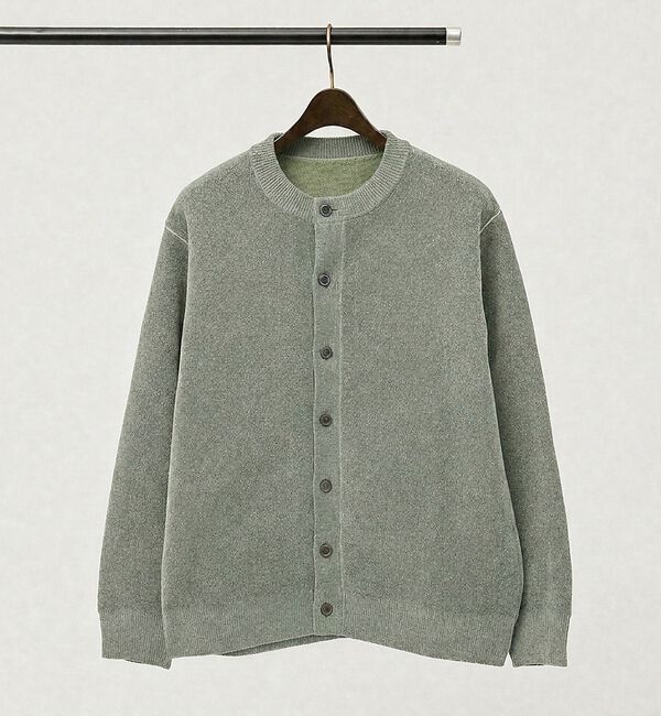 ABAHOUSE「【ダブルフェイス】モール クルーネック ニット カーディガン【予約】」|カーディガン|モスグリーン