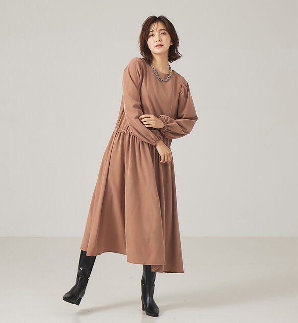 qualite「【WEB・一部店舗限定】フィブリルボリュームスリーブワンピース」|ワンピース|