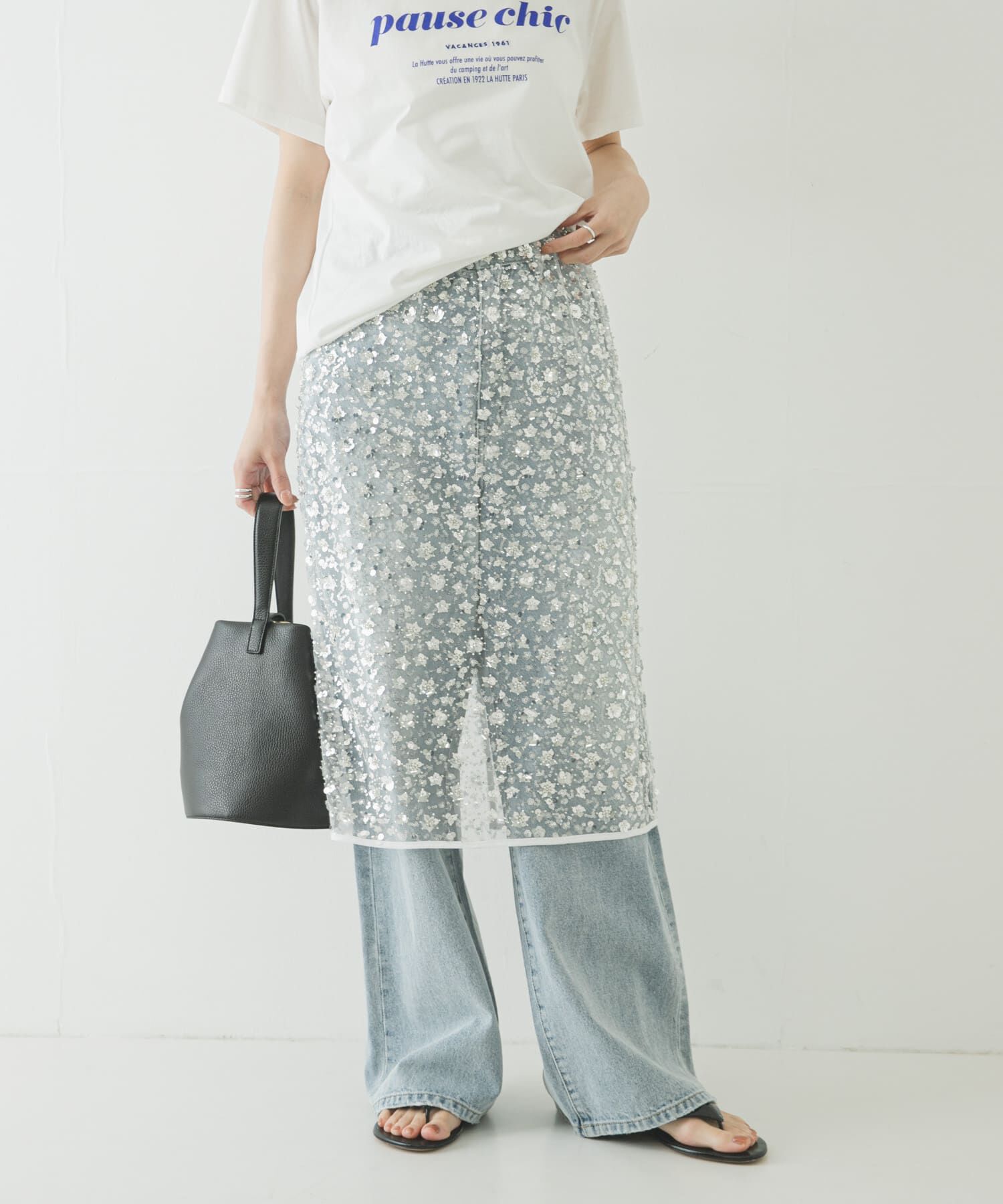 URBAN RESEARCH「スパンコールチュールレイヤードスカート」|スカート|