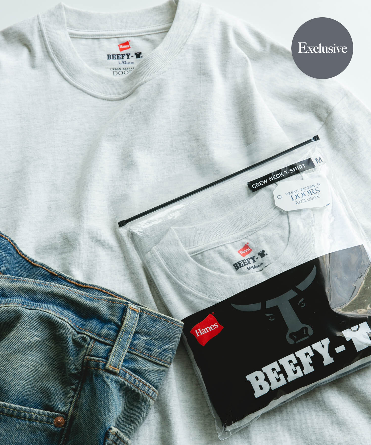 URBAN RESEARCH DOORS「『別注』HANES&times;DOORS　BEEFY-T DOORS FIT SHORT-SLEEVE」|Tシャツ・カットソー|グレー