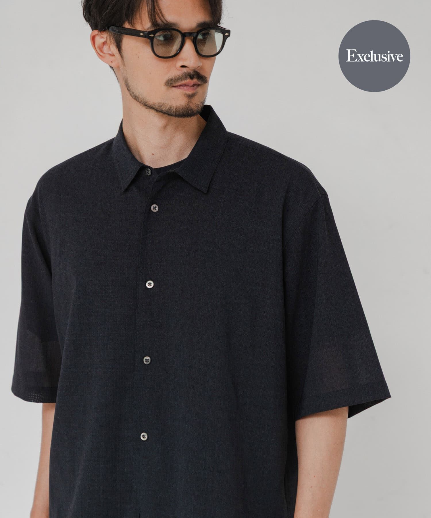 URBAN RESEARCH「『別注』ATON&times;URBAN RESEARCH　WOOL GAUZE SHORT-SLEEVE SHIRTS」|シャツ・ブラウス|ネイビー