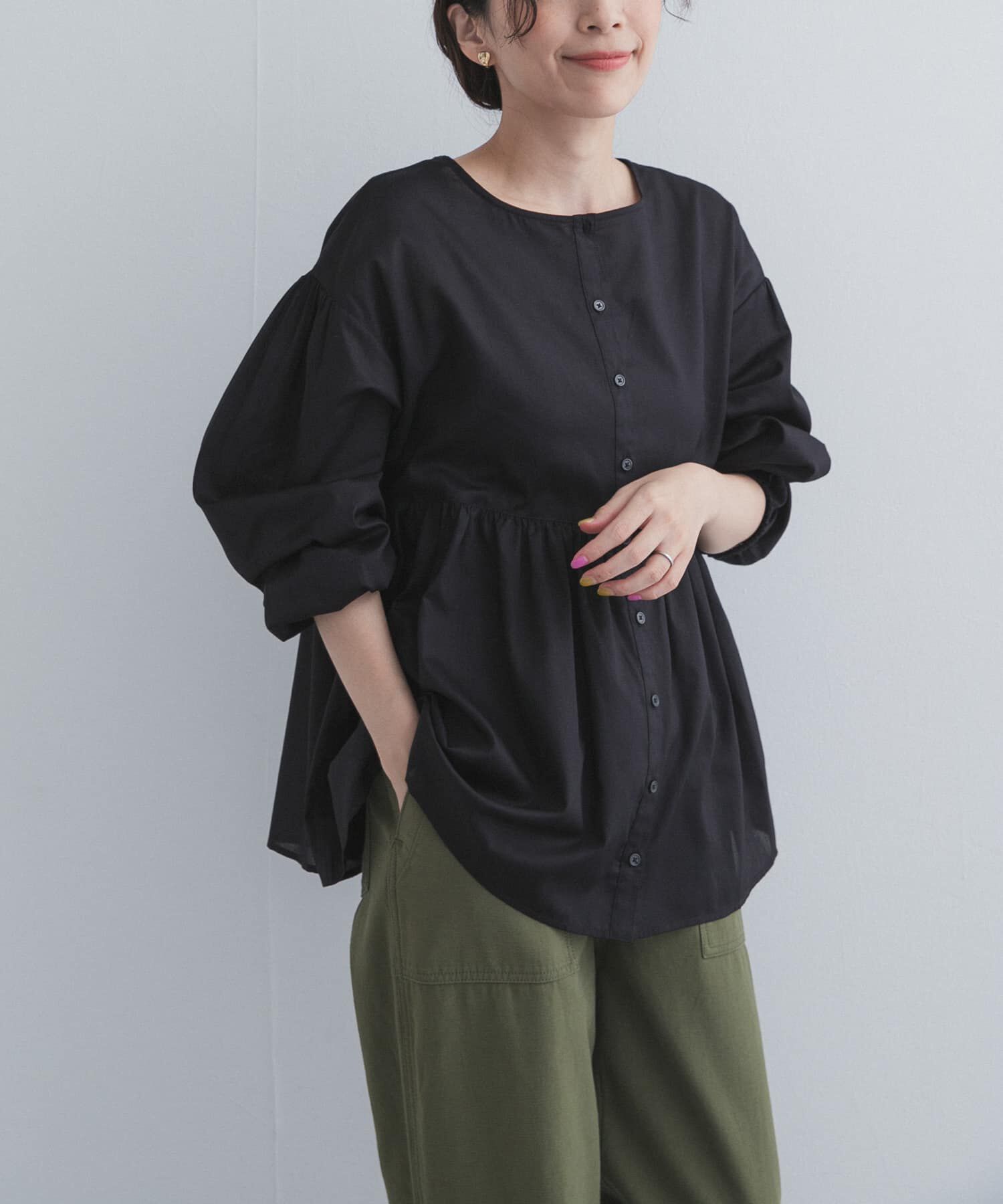 URBAN RESEARCH DOORS「コットンツイル2WAYギャザーブラウス 26AW」|シャツ・ブラウス|