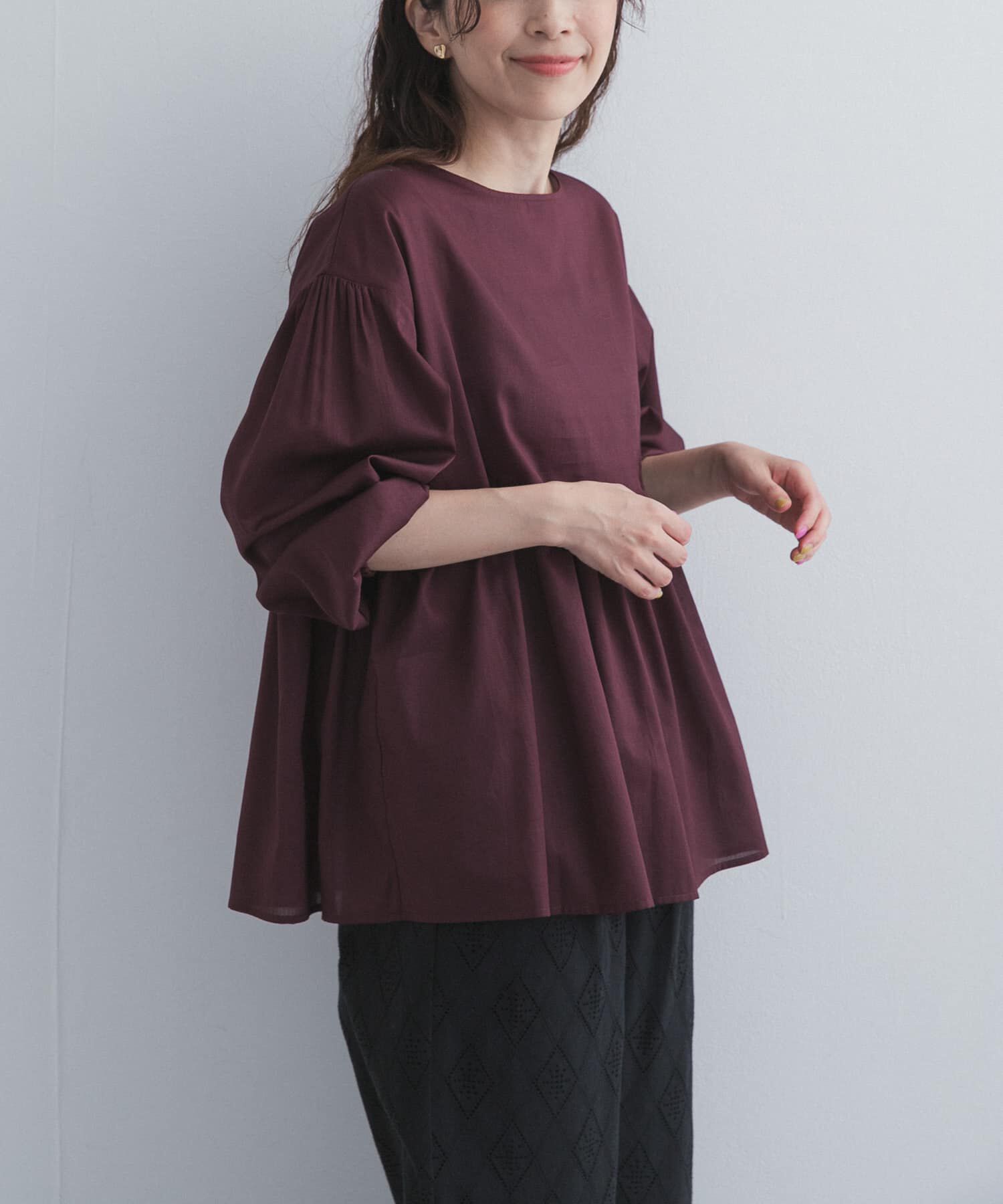 URBAN RESEARCH DOORS「コットンツイル2WAYギャザーブラウス 26AW」|シャツ・ブラウス|