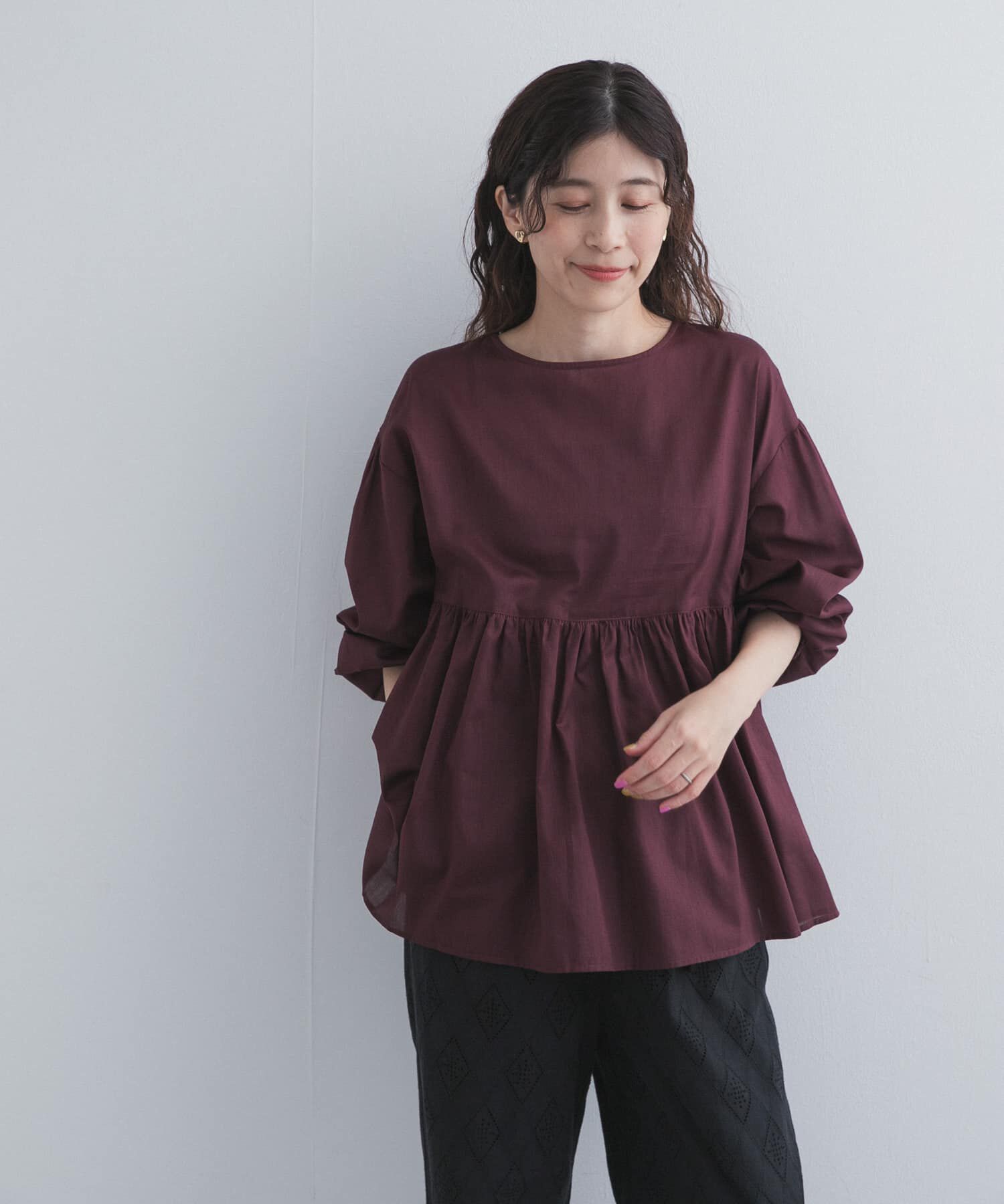 URBAN RESEARCH DOORS「コットンツイル2WAYギャザーブラウス 26AW」|シャツ・ブラウス|