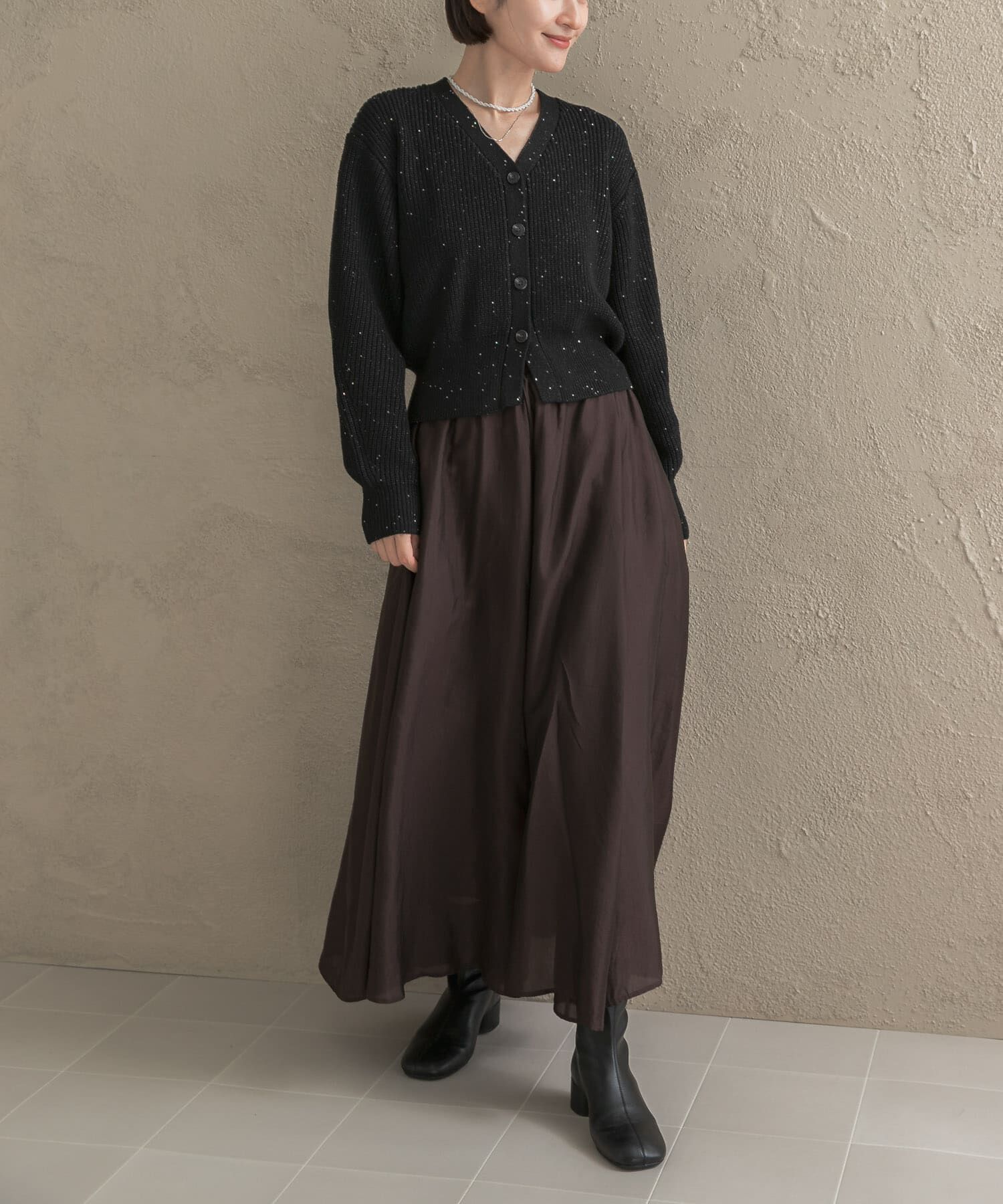 URBAN RESEARCH ROSSO「『WEB限定』ラメニットカーディガン＋スカートセット」|カーディガン|
