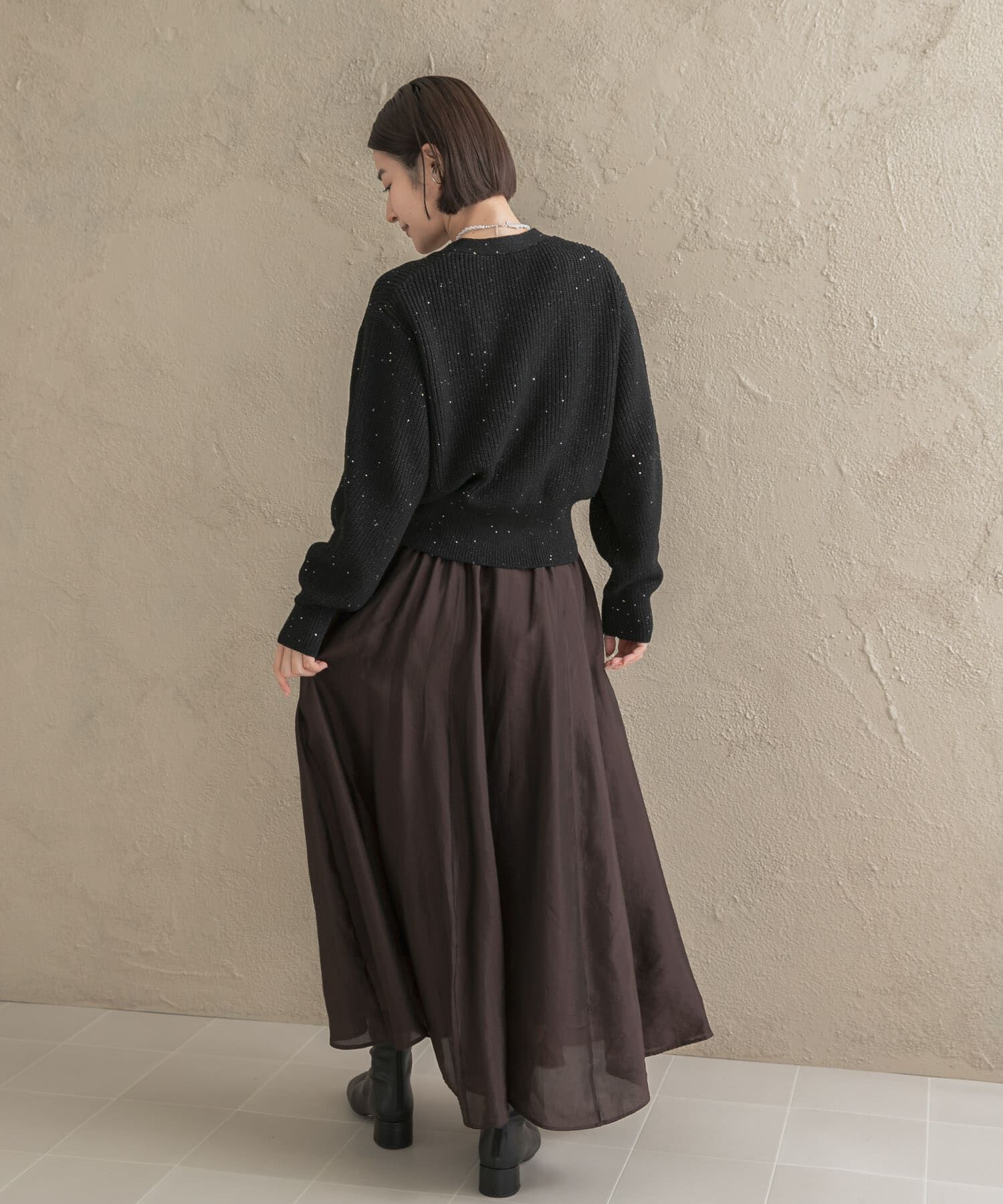 URBAN RESEARCH ROSSO「『WEB限定』ラメニットカーディガン＋スカートセット」|カーディガン|