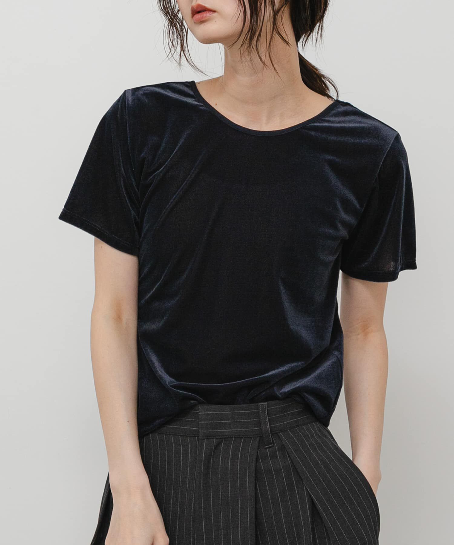SENSE OF PLACE by URBAN RESEARCH「2WAYシシュウベロアTシャツ」|Tシャツ・カットソー|ネイビー