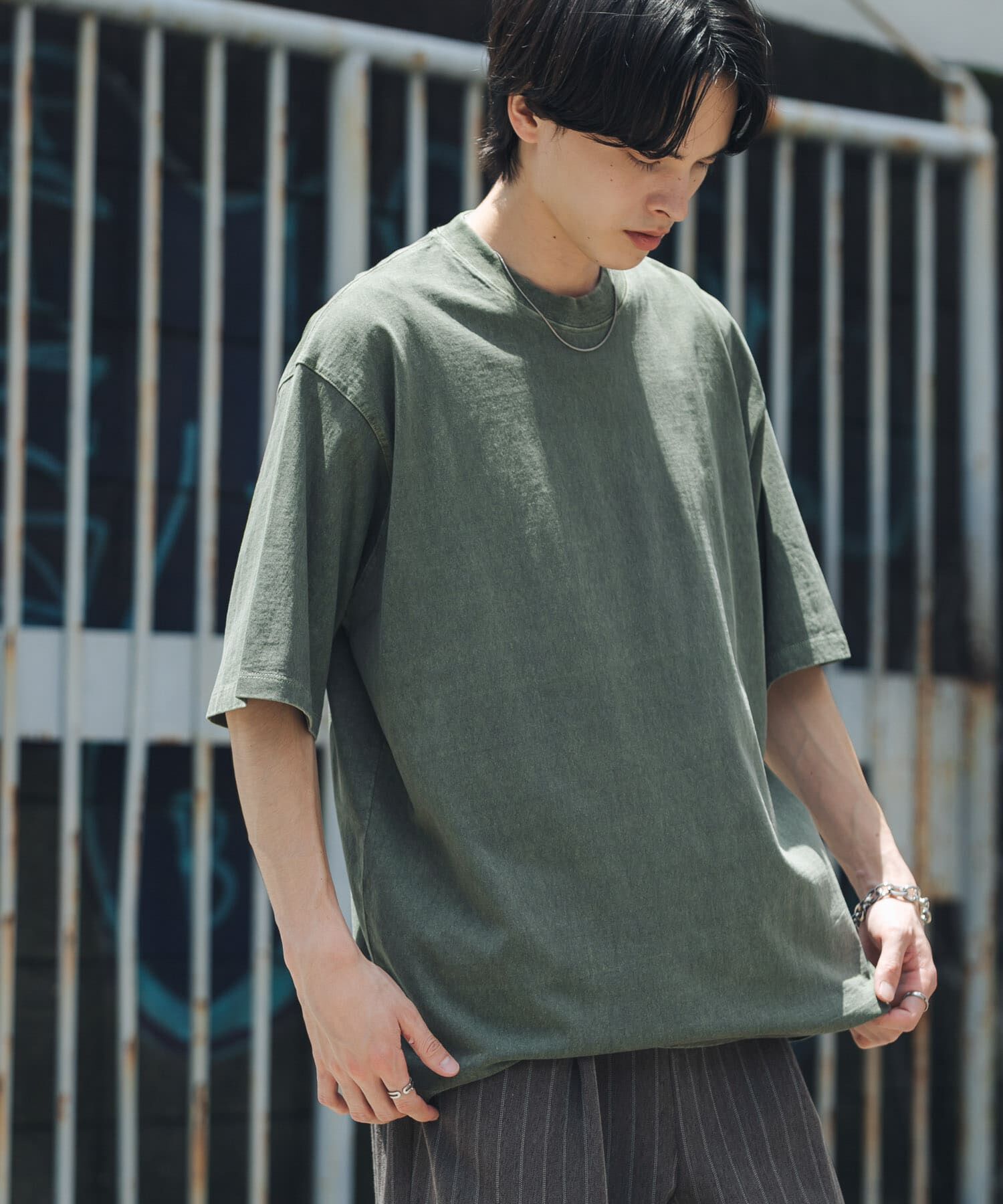 SENSE OF PLACE by URBAN RESEARCH「フェードルーズクルーネックショートスリーブ Tシャツ」|Tシャツ・カットソー|カーキ