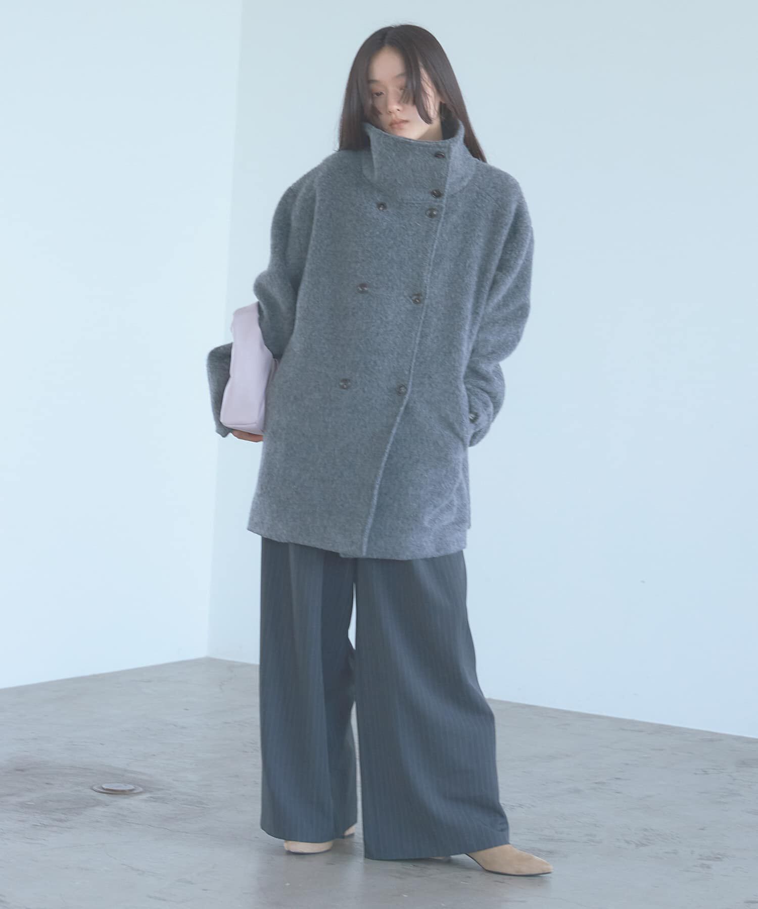 SENSE OF PLACE by URBAN RESEARCH「調温ミックスシャギーミドルコート」|ノーカラーコート|