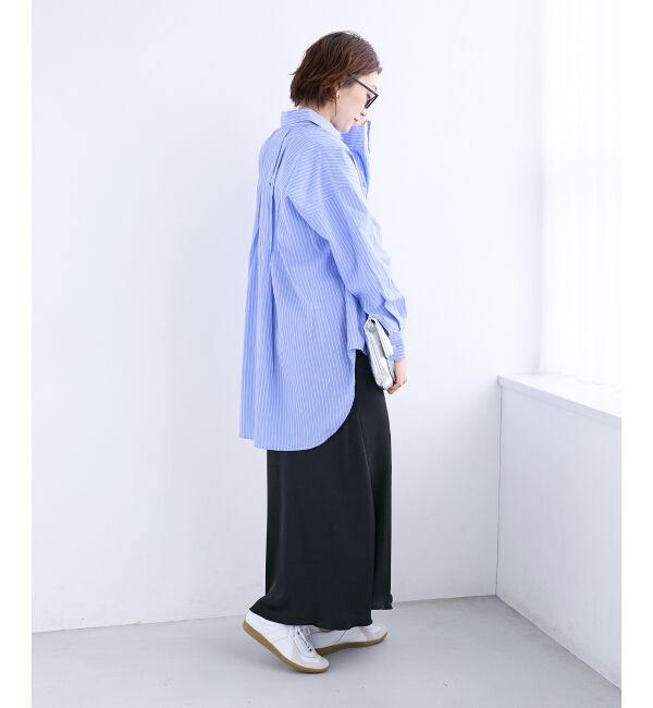  「《WEB限定アイテム》バックギャザーストライプオーバーシャツ」|シャツ・ブラウス|