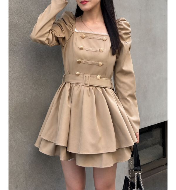  「ナポレオンデザイン長袖ワンピース」|ワンピース|