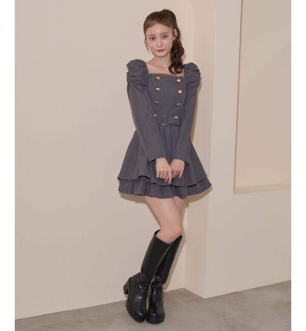  「ナポレオンデザイン長袖ワンピース」|ワンピース|