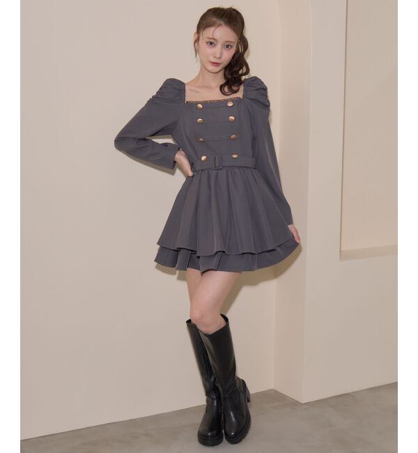  「ナポレオンデザイン長袖ワンピース」|ワンピース|