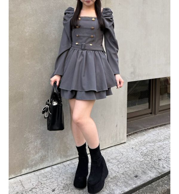  「ナポレオンデザイン長袖ワンピース」|ワンピース|